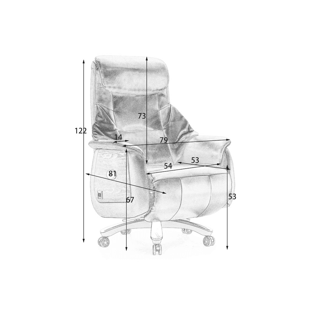 1612 Smart Power Office Chair dimension reference