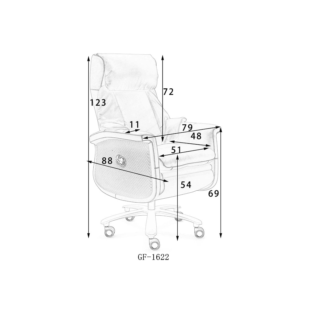 1622 Voice-Control Smart Office Chair dimension reference
