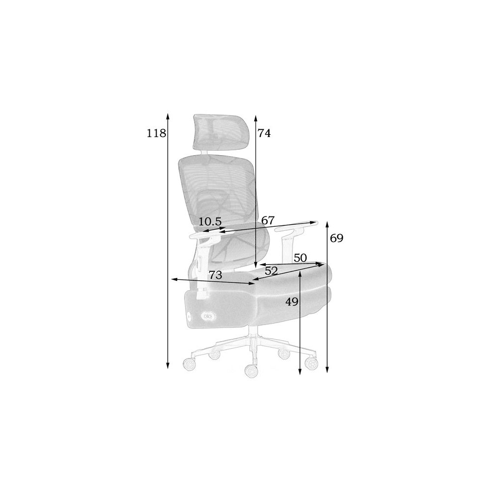 1651 Smart Massage Mesh Office Chair dimension reference