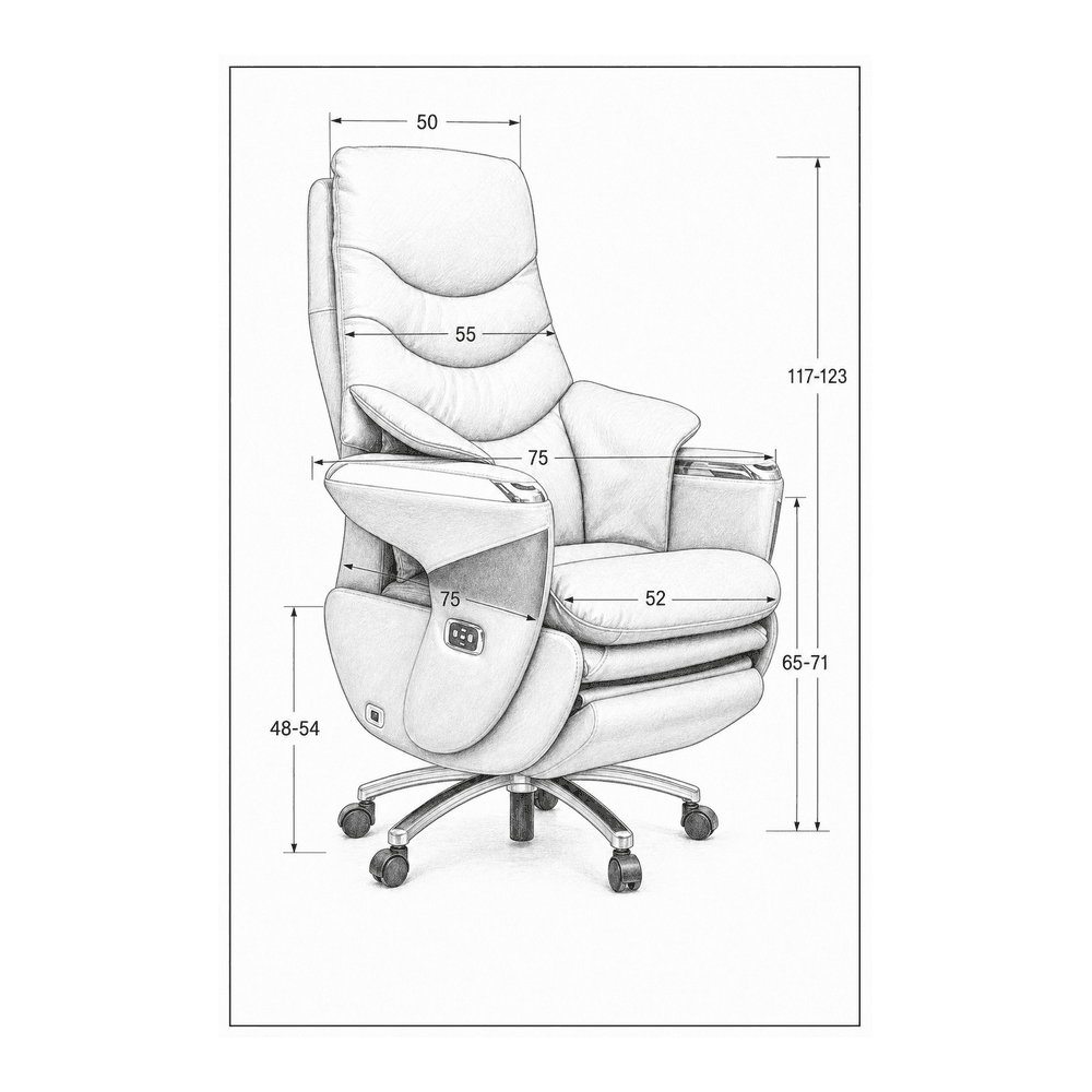 D300-1 Smart Power Office Chair dimension reference